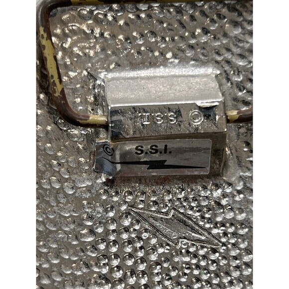 Vtg Square Dance Music Notes Rare inlaid Turquoise Enamel Couple SSI Belt Buckle - Picture 5 of 6